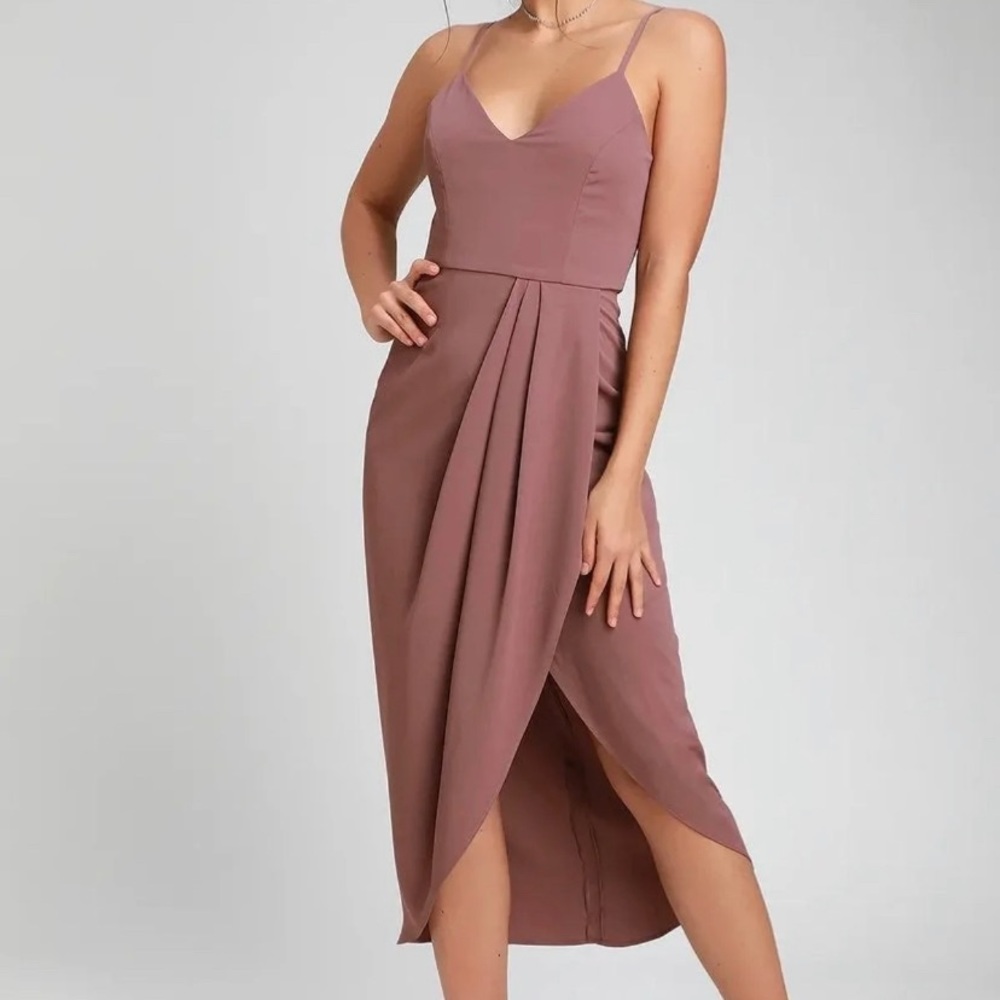 Dusty Purple Tulip Midi Dress 🌿 - Picture 2 of 10